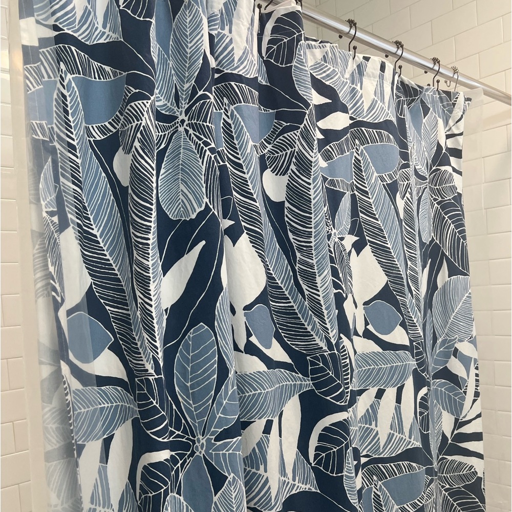 Blue boho shower curtain